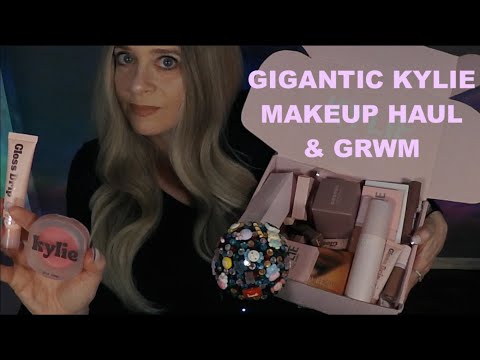 ASMR Gum Chewing HUGE Kylie Makeup Haul & GRWM | Whispered