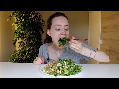ASMR Whisper Eating Sounds | Cauliflower Salad & Pesto Pasta