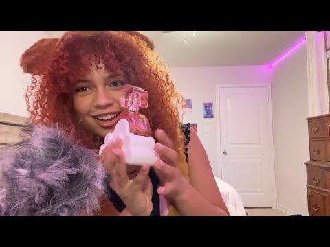 ASMR pink trigger assortment 🎀 (whispering, mouth sounds, tapping, scratching)