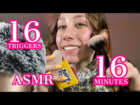 ASMR | 16 triggers in 16 minutes!! +mouth sounds +tapping +beeswax +fish bowl +brushing +fast