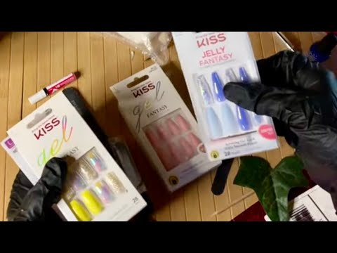 ASMR Organizing nail kit bags! (No talking) Cleaning heavy plastic with latex gloves/Water & windex!