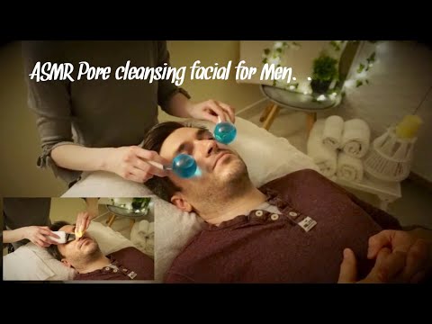 ASMR Relaxing Pore Cleansing facial | Ice Globes & Ultrasonic Shovel | Scalp Massage (Soft spoken)