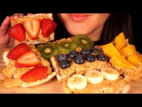 ASMR FRUIT TOAST WITH CASHEW NUT BUTTER | Eating Sounds (No Talking)