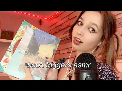ASMR | book triggers (gripping, tapping, scratching, + turning)
