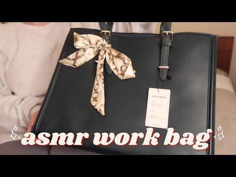 ASMR New Tote Work Bag 💼 laptop friendly👩‍💻 leather sounds, bag rummaging, zippers, soft-spoken