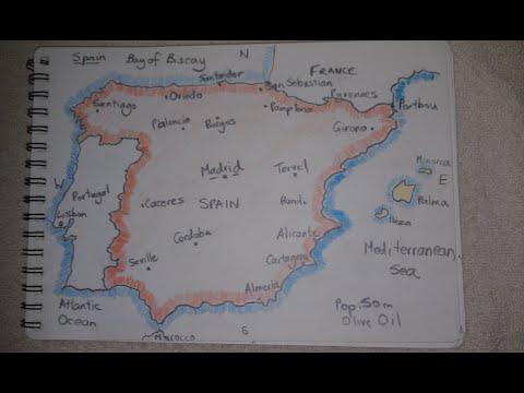 ASMR - Map of Spain - Australian Accent - Chewing Gum, Drawing & Describing in a Quiet Whisper