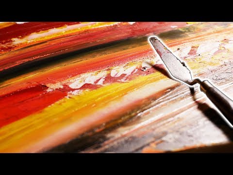 ASMR Painting Abstract on canvas, scratching, scraping, no talking