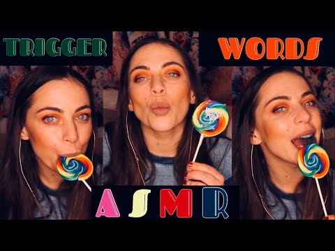 ASMR | Funky Trigger Words 🍭 Slurping on a Whirly Pop | Sticky Wet Mouth Sounds 😛