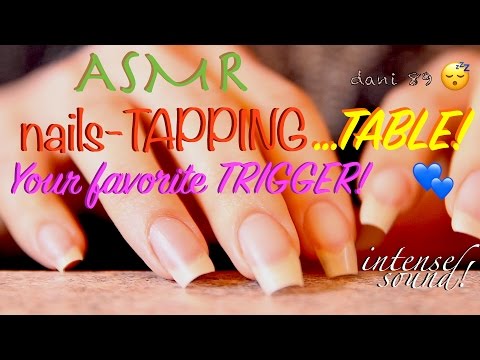 ◘ intense ASMR 🎧 ONLY TAPPING TABLE! ↬ with my new square shape natural nails! ↫ your fav TRIGGER! ~