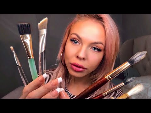 ASMR | Brushing the Mic & Camera with Different Brushes (Close Up Whisper)