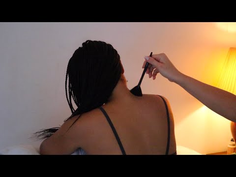 ASMR classic back scratch and braids play with Adrianna (whisper)