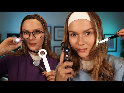 ASMR Medical Exam by 3 Doctors! Cranial Nerve Exam,  Ear Exam, Cleaning & Hearing Test, ENT Exam