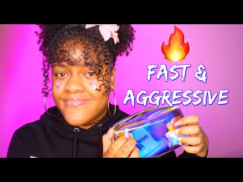 ASMR - FAST & AGGRESSIVE MAKEUP TRIGGER EDITION ⚡👛💄(CHAOTIC ENERGY)
