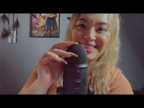 ASMR| Microphone & mouth sounds- mic tapping & scratching, some trigger words 😴