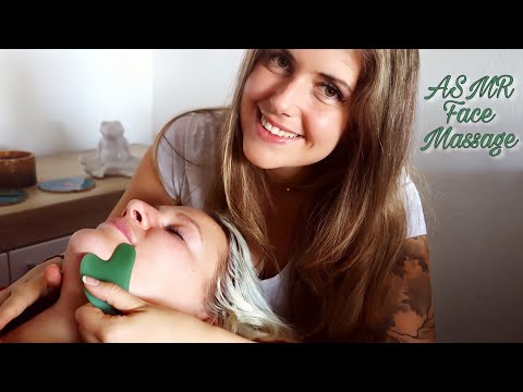 ASMR deutsch | Face Massage with Gua Sha & Lymph Drainage | whispering you to sleep (german)