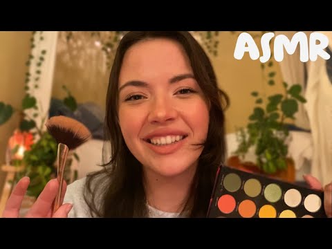 ASMR Cozy Makeup Roleplay | lid sounds, stippling, personal attention, makeup triggers