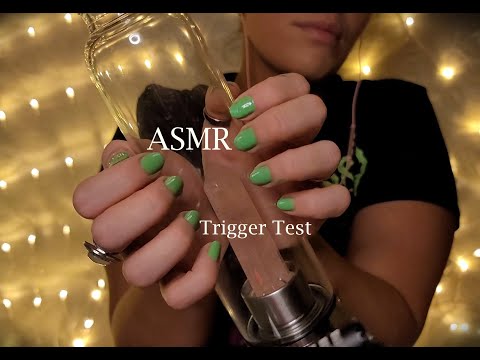 ASMR| Trigger Test with me! {Whispers, Mouth Sounds, Glass, Brushing etc}