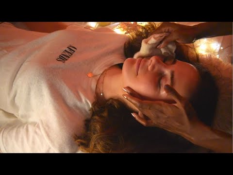 ASMR Real person Massage & Sleep Treatment💆Face and Scalp Massage, Skin care, brushing hair..