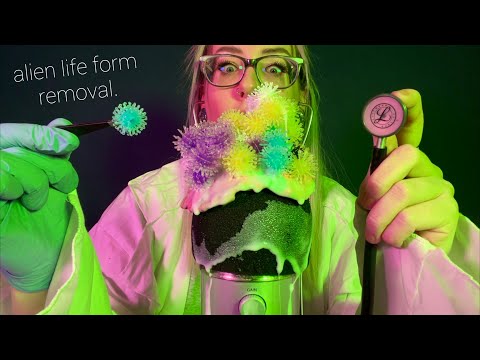 ASMR | MONSTERS ON MY MIC! Crunchy, Crinkly Life Form REMOVAL Roleplay 🦠