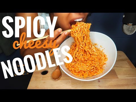 ASMR Spicy Cheesy Noodles | STICKY CHEWY EATING SOUNDS | No Talking