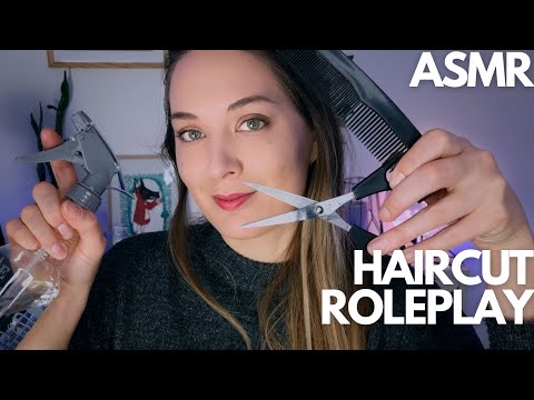 ASMR | Relaxing haircut and hair styling | Soft spoken | Close attention)