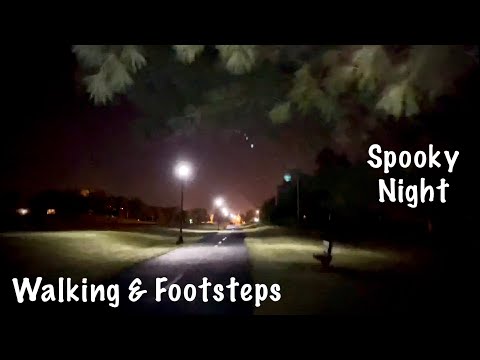 ASMR REQUEST!~Spooky walk~ night sounds (No talking) Footsteps on gravel & paved road in Red Boots!