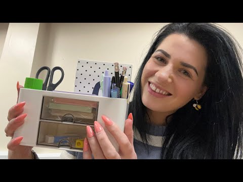 ASMR At The Office | What's On My Work Desk? (Tapping, Whispering, Crinkle Sounds etc.)