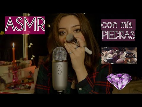 ASMR | 💎Muestro mi colección de PIEDRAS (cristales) + Mic brushing + Susurros