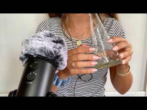 ASMR Glas Tapping and Scratching Whispered