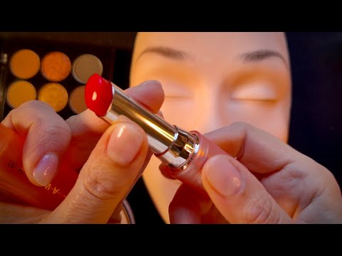 ASMR ❤️ Trucco Nude e Gloss Rosso ❤️ Glow Make-up Application on Mannequin Whispering ITA [parte 1]