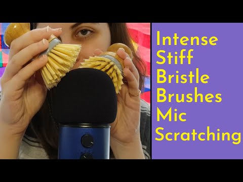 ASMR Intense Mic Scratching With Stiff Bristle Brushes + Some Bristle Sounds (No Talking)
