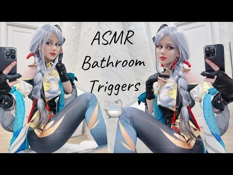 ♡ ASMR Bathroom Triggers Tapping With Shenhe from Genshin Impact 🌙