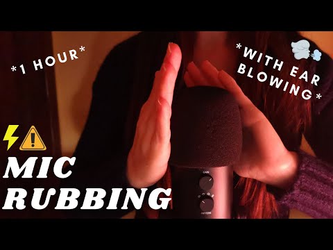 ASMR - [1 hour version] FAST AND AGGRESSIVE MIC RUBBING, FOAM COVER and EAR BLOWING | brain melting