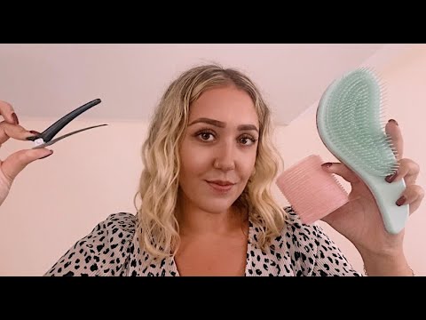 ASMR Hairstyling Straightening and Styling Your Hair (Personal Attention) Roleplay