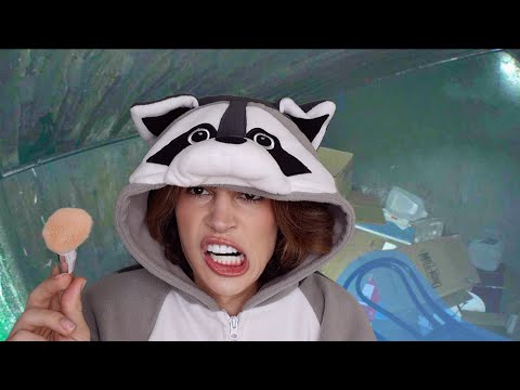 ASMR- Raccoon in a Dumpster does your Makeup