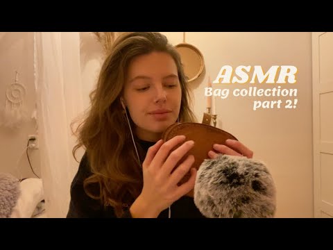 ASMR bag collection part two! (tapping, crinkle sounds, scratching mic, leather tapping)