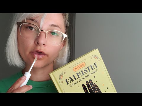 ASMR | Lip Gloss Application While Quietly Whispering About Palmistry w/ Mouth Sounds & Tapping