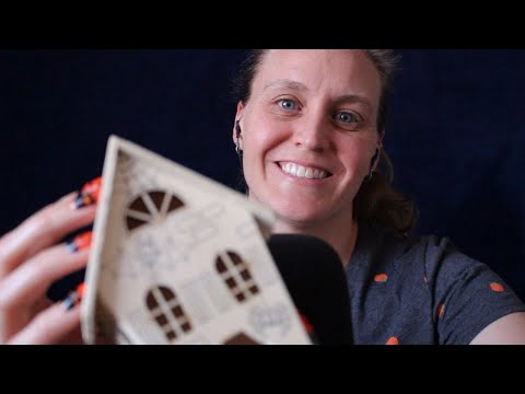 ASMR Nail Sounds | Tapping, Mic Scratching, Tracing on a Tiny Wooden Haunted House