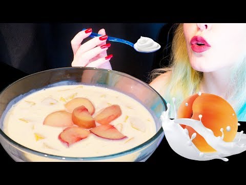 ASMR: Sweet & Fluffy Peach Yogurt | Creamy Snack ~ Relaxing Eating Sounds [No Talking|V] 😻