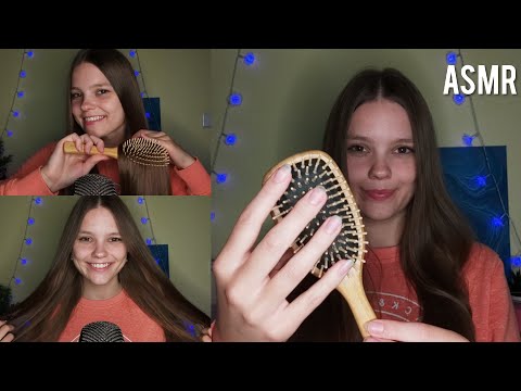 ASMR Hair Brushing, Hair Play & Wooden Brush Sounds