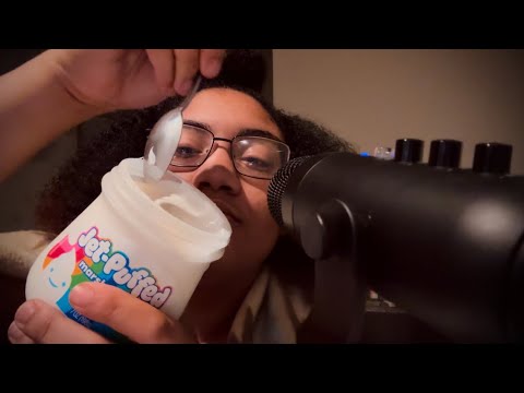 Marshmallow Fluff Eating ASMR!🧚🏼‍♀️🧚🏼‍♀️ (tingles and breathing sounds)❤️