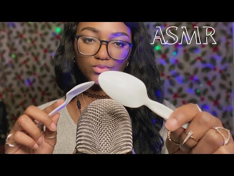 🤯 ASMR ~ Plastic Spoons On The Microphone 🥄🥄