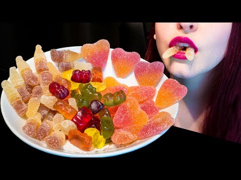ASMR: Chewy Gummy Bears, Cola Bottles & Peach Hearts | Gummy Candy Bowl 🍭 ~ Relaxing [No Talking|V]😻