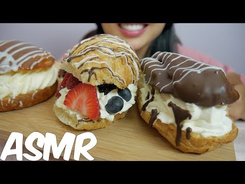 ASMR Cream Filled Fresh Fruits Donuts (SOFT EATING SOUNDS) | SAS-ASMR