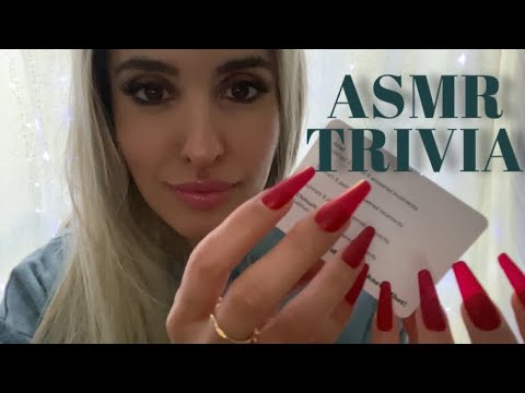 ASMR Whispered Trivia - Reading Questions and Answers - Tapping on Trivia Cards ❓💡 ✅❌