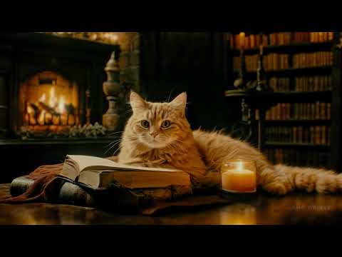 ₊˚🐈⊹ Hogwarts Fireplace & Cat Purring ⊹ Relax with Crookshanks ≼ Harry Potter inspired Ambience ≽