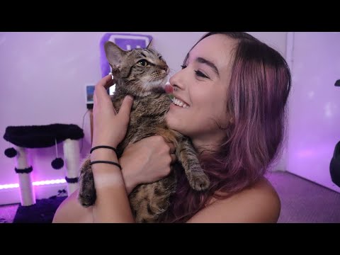 ASMR with my CAT! Purring, Eating, and Grooming