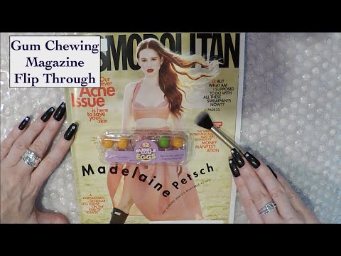 ASMR Intense Gum Chewing Magazine Flip Through | Cosmopolitan | Madelaine Petsch | Whispered