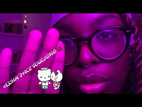 ASMR • Up close face touching 💆🏾‍♀️ (up close whisper, hand movements, mouth sounds)