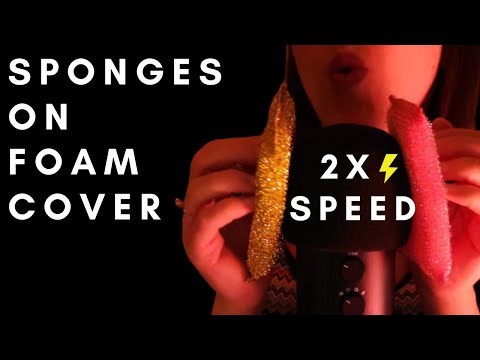 ASMR - [1 hour 2x speed] ROUGH MIC SCRATCHING, RUBBING WITH SPONGES(Squeezing, Scratching)FOAM COVER